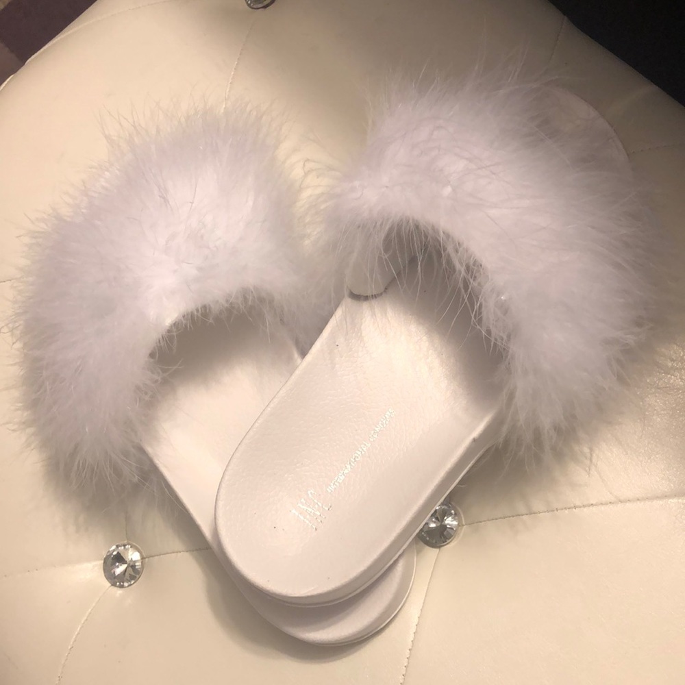 White Furry INC Slippers